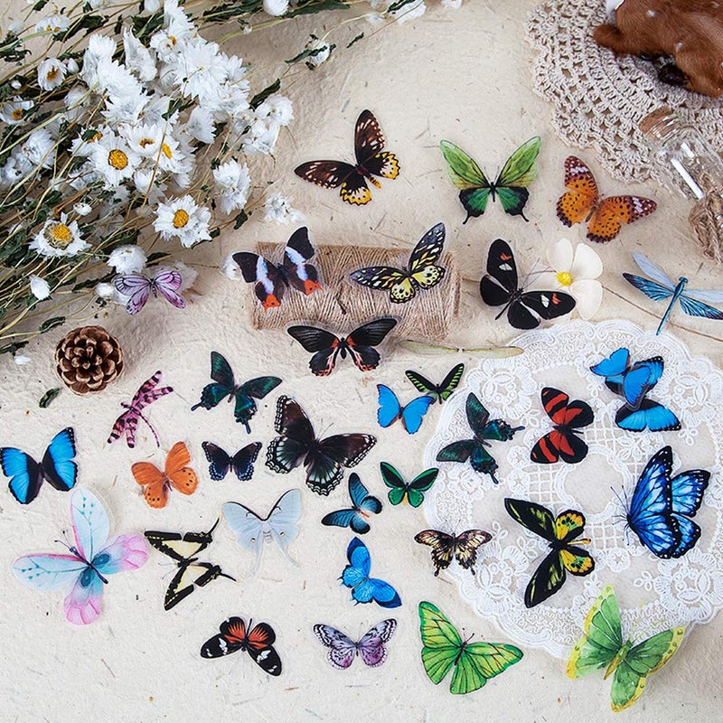 Knaid Butterfly Dragonfly Insects Stickers Set (240 Pieces) - PET Transparent Waterproof Decorative Decals for Scrapbook DIY Crafts Album Bullet Journal Planner Water Bottles Phone Cases Laptops - Image 5